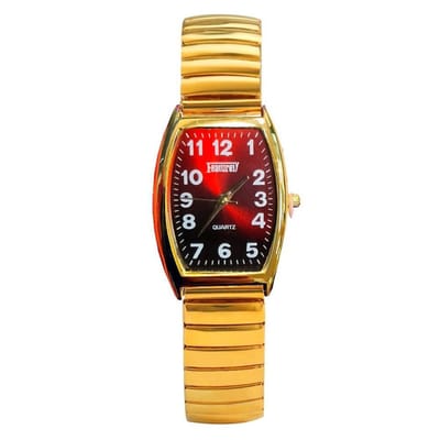 Fako® - Dameshorloge - Rekband - Featurely - 27x37mm - Goudkleurig - Rood