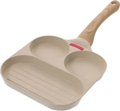 Koekenpan Set - Ontbijtpan Bakplaat - Snelle Maaltijden Maken - Multifunctioneel 3-in-1 - 38x19x2.2 cm - Zwart