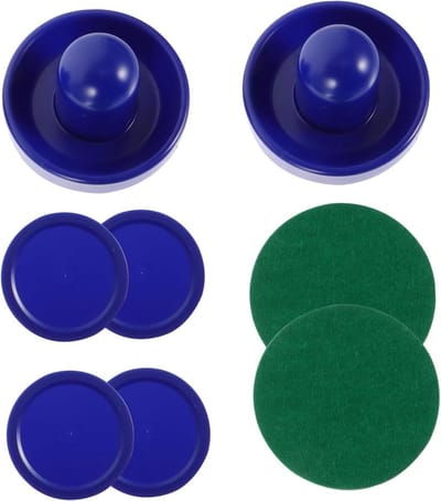 Airhockey Set - Pucks en duwers - Tafelspel spelen - Ergonomisch ontwerp - 9.6 cm - Blauw