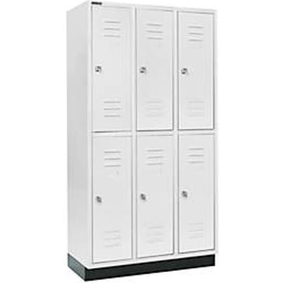 Schäfer Shop Select Kledinglocker, met 3 x 2 compartimenten, 300 mm, met fitting, cilinderslot, deur lichtgrijs