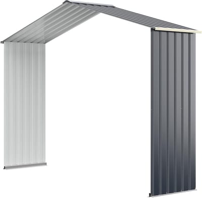 COSTWAY Uitbreidingsbox, gereedschapsschuur van metaal, 277 x 64 x 202 cm, afsluitbaar, tuinhuis met 4 ventilatiesleuven en schuifdeur, tuinschuur, metalen schuur, voor buiten