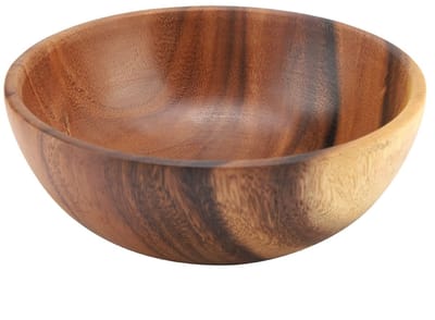 Slakommen van hout, handgemaakt, snackdienblad voor keuken voor pasta voor saladesoep en meer (20 x 7 cm)
