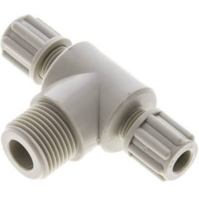 6x4mm En G3/8'' PP T-Vormige Knelfitting Met Buitendraad 10 Bar