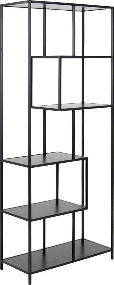 Boekenkast Bronx MDF Zwart 77x185cm - Giga Living