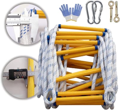 Noodladder - Evacuatie Touwladder - Snelle Ontsnapping - Vlamvertragend Materiaal - 6 Meter - Zwart