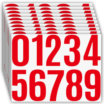 Grote cijferstickers, 10 vellen kleefcijfers, weerbestendig, vinyl cijferstickers voor brievenbus, adresnummer, huisnummer (rood)