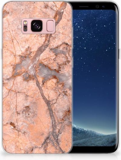 TPU Hoesje voor Samsung Galaxy S8 TPU Siliconen Hoesje Marmer Oranje