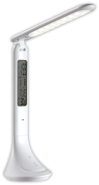 Avide LED Bureaulamp Dimbaar 5W - Met Kalender + Alarm + Klok + Thermometer Functie - Oplaadbaar - 280 lumen - Wit