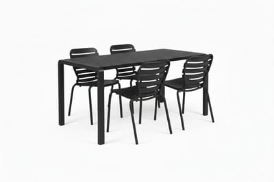 Zuiver Vondel Tuinset 4 personen - tuintafel + 4 stoelen Zwart