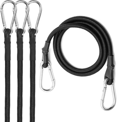 Elastische touwen - Spanbanden met haken - Bagage vastzetten - Roestvrije haken - 4 stuks 100 cm - Zwart