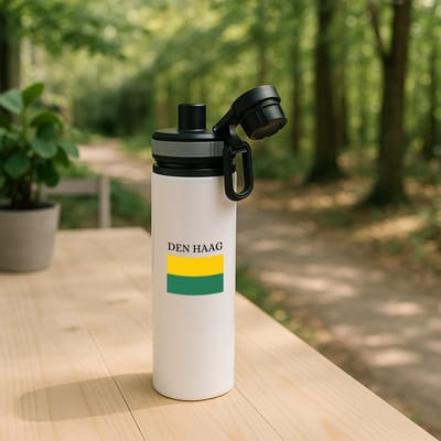 Hacebo® - Den Haag waterfles met draaidop grijs - Rotterdam - Hagenezen, Hagenaren of toeristen - Vlag - Den Haag - Zuid Holland - water fles - 850ML