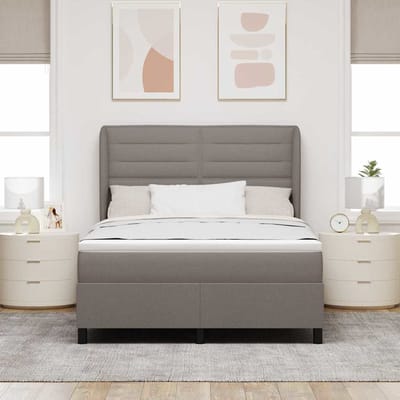 vidaXL - Boxspring - bed - met - hoofdeinde - Taupe - 140 - x - 200 - cm - Stof