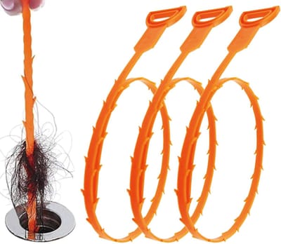 Bondoo Ontstoppingsveer 3 stuks - Gootsteen Ontstopper - Ontstopper voor afvoer en gootsteen - Afvoer ontstopper - Verstopte Gootsteen - Oranje