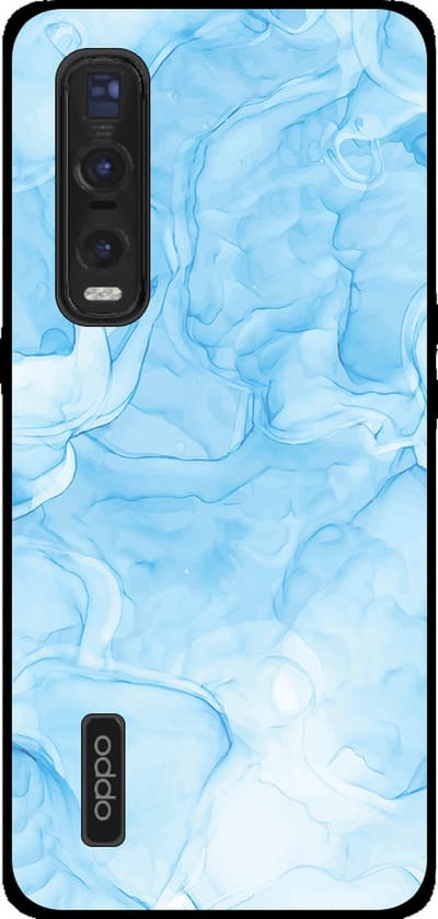 Smartphonica Telefoonhoesje Geschikt voor Oppo Find X2 Pro met marmer opdruk - TPU backcover case marble design - Lichtblauw geschikt voor Oppo Find X2 Pro
