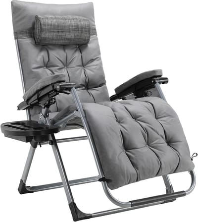 Loungestoel - Tuinstoel Ligstoel - Buiten Ontspannen - Inclusief Kussens - 160 cm Lang - Grijs