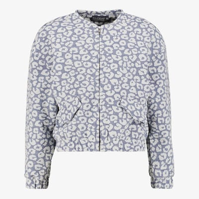 TwoDay meisjes bomberjack met panterprint lichtblauw - Maat 134/140
