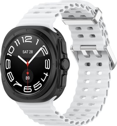 Strap-it Ocean siliconen smartwatch bandje - geschikt voor de Samsung Galaxy Watch Ultra 2 (2026) / Ultra (2024/2025) - wit
