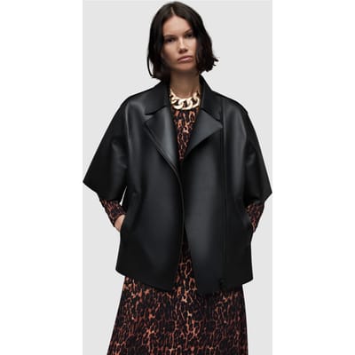 AllSaints Bayla Bonded Jkt Black Size: XS | Leather & Biker Jackets Outlet | Dames | Zwart
