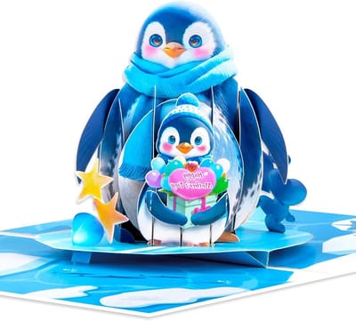 Pop-up kaart - 3D wenskaart - Speciale gelegenheid vieren - Handgemaakt ontwerp - 20x15 cm - Pinguïn