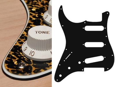 Boston SL-313-RP pickguard, Stallion, standard, SSS, 3 pot holes, 3-5 switch, lefthanded, 3 ply, tiger pearl