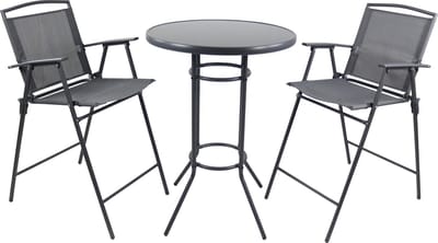 VCM 3-delige set bistroset bartafel barstoel tuinset zitgroep tuinbarset toonbank metaal Garlos