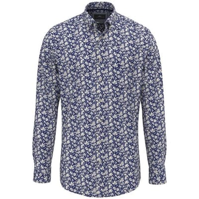 Fynch-Hatton Overhemd Winter Flower Button-Down Misty Blue / male
