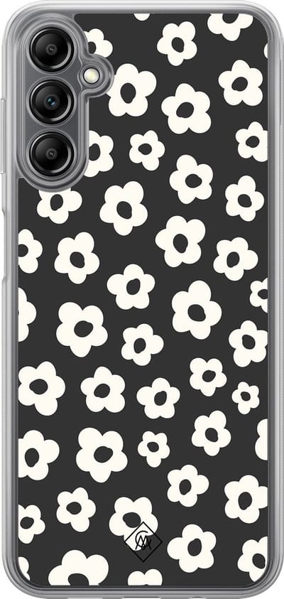 Casimoda® hoesje - Geschikt voor Samsung Galaxy A14 5G - Retro Bloempjes - 2-in-1 case - Schokbestendig - Bloemen - Verhoogde randen - Zwart, Transparant