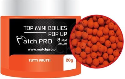 MatchPro Top Boilies Pre Drilled 8mm 80g – Voorgeboorde Harde Boilies voor Selectief Vissen - Smaak : Tutti Frutti