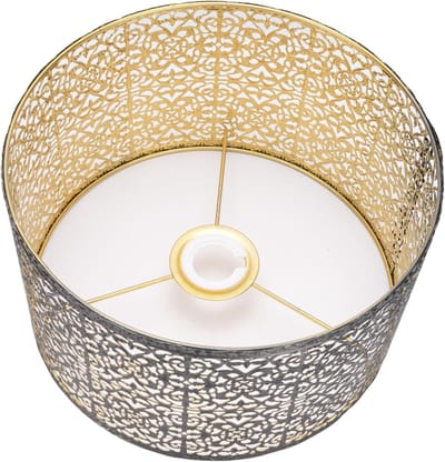 Moderne metalen lampenkap voor E14 en E27, decoratieve cilinder voor tafel, wand en plafondverlichting in zwart en goud, 27 cm