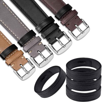Leren Horlogebandjes Set van 4, Vervangende Loops voor 18mm, 20mm en 22mm Horloges, Duurzaam en Stijlvol
