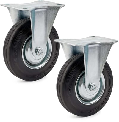 Vaste Transportwielen - Gereedschapswielen - Zwaar Transport - Stille Vloervriendelijke Werking - 160 mm Diameter - Zwart