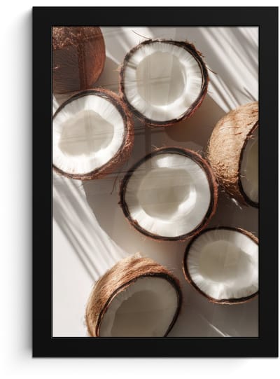 Poster in lijst - Fotolijst 20x30 cm - Posters - Kokosnoten - Bruin - Shaduw - Posterlijst zwart - Decoratie - Wanddecoratie woonkamer - Muurdecoratie slaapkamer