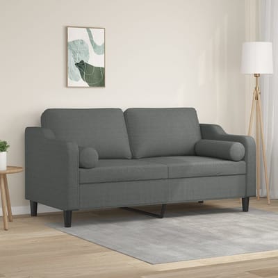 vidaXL - Tweezitsbank - met - sierkussens - 140 - cm - stof - donkergrijs