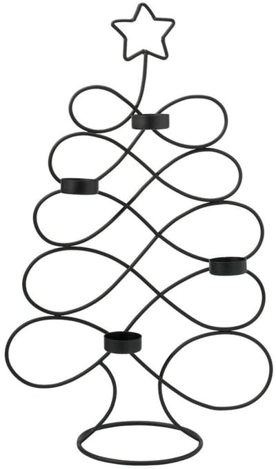 Kandelaar Metaal Zwart Kerstboom 49 cm - Kaarsen - Kaarsenstandaard - Kaarsenhouder - Decoratie
