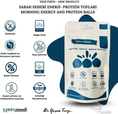 Ochtend boost Proteine Balls met dadel- en fruit - HALAL - 80 Gram Proteine Balls - Moonlu Mamüller - Protein Meyve Enerji Toplari - 80GRAM Zak | Rijk aan Vezels, zonder gluten en 100% Naturel Vegan | Geen toegevoegde suikers & Glutenvrij