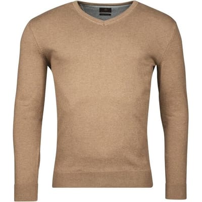 Baileys Trui Luxury Pima Cotton V-Neck Single Knit Taupe / male