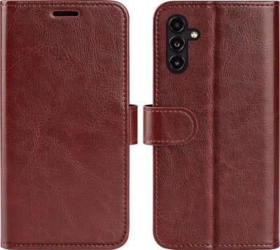 MobyDefend Hoesje - Geschikt voor Samsung Galaxy A14 - Wallet Book Case (Sluiting Achterkant) - Bruin