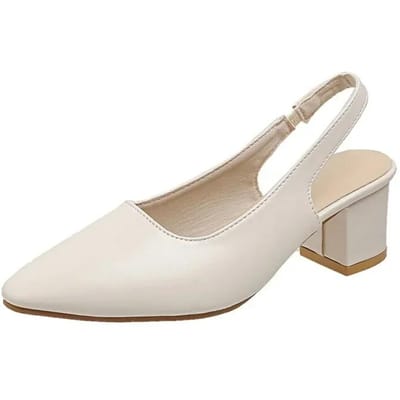 Nieuwe Dames Pumps Puntige Dikke Hoge Hakken Dames Baotou Sandalen Achterkant Hol Ondiep Dames Schoenen Effen Instappers Hakken Dames 40 white