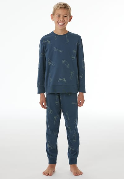 Lange pyjama met manchetten Skateboards diepblauw - Nightwear 104