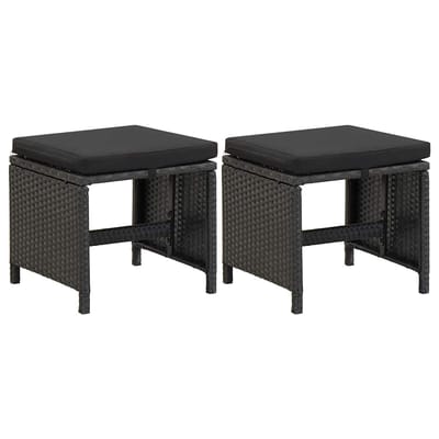 vidaXL - Tuinkrukken - 2 - st - met - kussens - poly - rattan - zwart