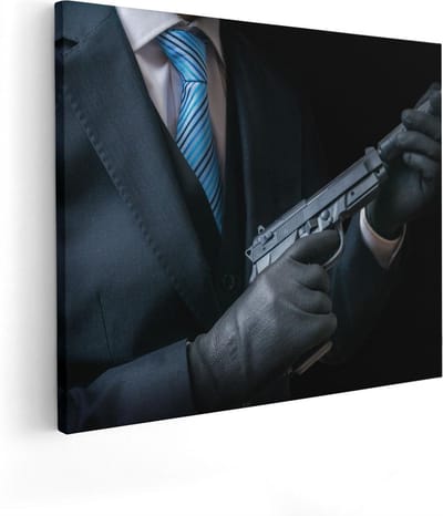 Artaza Canvas Schilderij Maffia - 50x40 cm - Wanddecoratie Man - Muurdecoratie Gangster - Schilderijen Op Canvas
