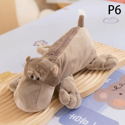 Cartoon Animal Olifant Leeuw Pluche Pen Case Voor Kind School Seizoen Grote Capaciteit Benodigdheden Kantoorbenodigdheden Opbergtas Voor Kind Cadeau