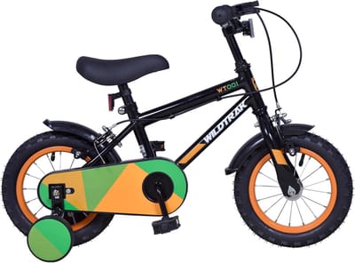 Kinderfiets - Jongensfiets - Leren Fietsen - Verstelbaar Zadel - 12 inch - Zwart Groen