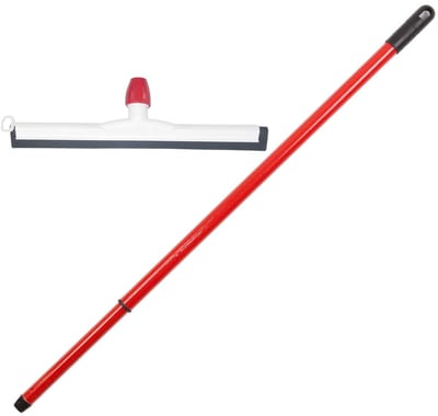 Betra Douchetrekker/vloertrekker - kunststof - wit - natuur rubber - B55 cm - Uitschuif steel rood - van 80 tot 130 cm
