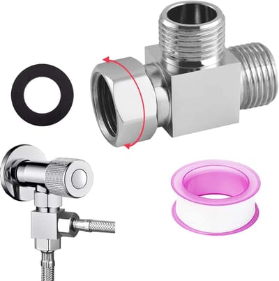 1/2 Inch T-Klep Verbinder voor Toilet en Badkuip, Drie-Weg T-Diverter Klep, Adapter voor Hoekventiel Slang, Perfect voor Sanitair Installaties