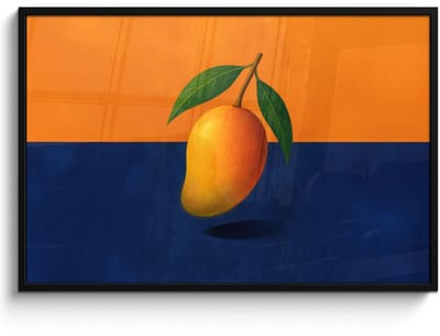 Poster in lijst - Fotolijst 120x80 cm - Posters - Mango - Vlakken - Bladeren - Oranje - Posterlijst zwart - Decoratie - Wanddecoratie woonkamer - Muurdecoratie slaapkamer