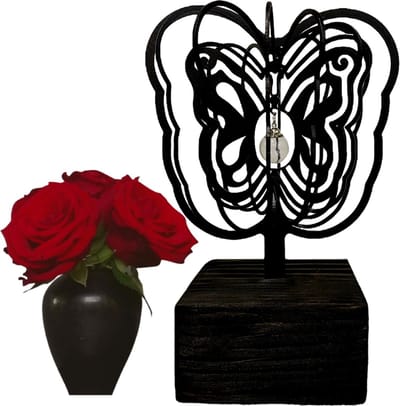 Dutch design- Vlinder urn - mini urn (10ml) - mét glas hanger - 24cm - metaal in hout - kwaliteit - kleine urn