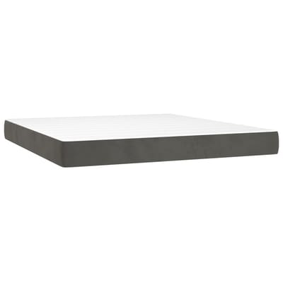 vidaXL - Pocketveermatras - medium - queen - 152x203x20 - cm - fluweel - donkergrijs