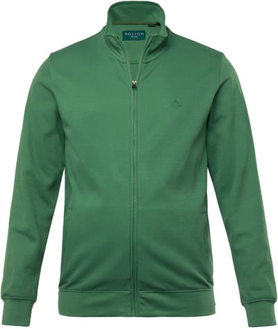 Boston Park - Heren - Sweatvest rib-sweatstof opstaande kraag - Mineraalgroen - Maat 68+