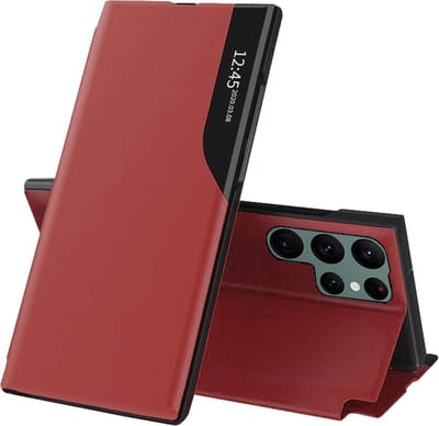 Hoesje geschikt voor Samsung Galaxy S22 Ultra - Techsuit eFold Book Case - Rood